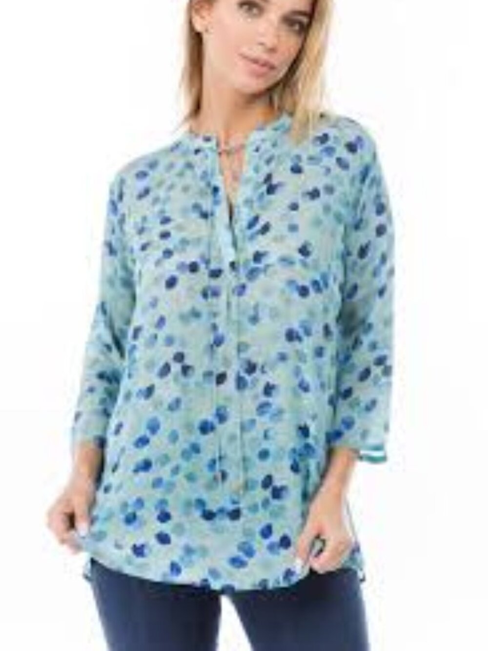 NWT APNY V-neck With Tassel - Blue Multicolor Floral Print - M